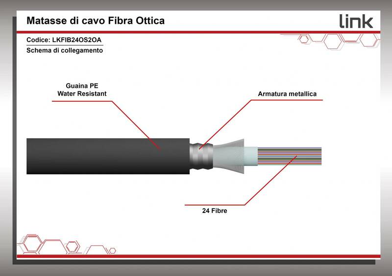CAVO FIBRA OTTICA 24 FIBRE ARMATO DA ESTERNO/INTERNO ANTIRODITORE OS2 (AL METRO)