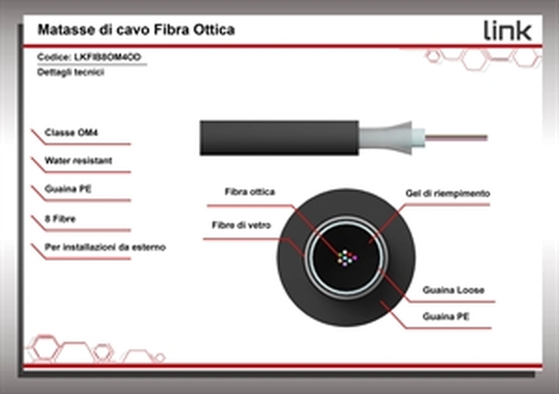 CAVO FIBRA OTTICA LOOSE TUBE 8 FIBRE OM4 OUTDOOR INTERRAMENTO DIRETTO (AL METRO)