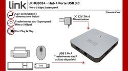 HUB 4 PORTE USB 3.0 CON ALIMENTATORE
