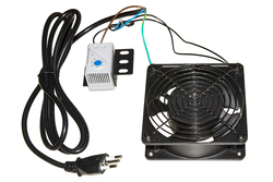 VENTOLA 220 VOLT 120X120 MM UNIVERSALE COLORE NERO PER ARMADI RACK CON TERMOSTATO E CAVO DI ALIMENTAZIONE