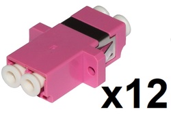 CONFEZIONE 12 ADATTATORI FIBRA OTTICA LC/LC MULTIMODE DUPLEX OM4