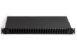 CASSETTO FIBRA OTTICA 24 PORTE PER ADATTATORI SC DUPLEX 1 UNITA' PER INSTALLAZIONE 19" NERO (VUOTO)