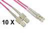 CONFEZIONE 10 CAVI FIBRA OTTICA LC A SC MULTIMODE DUPLEX OM4 GUAINA 2 MM 50/125 MT.2