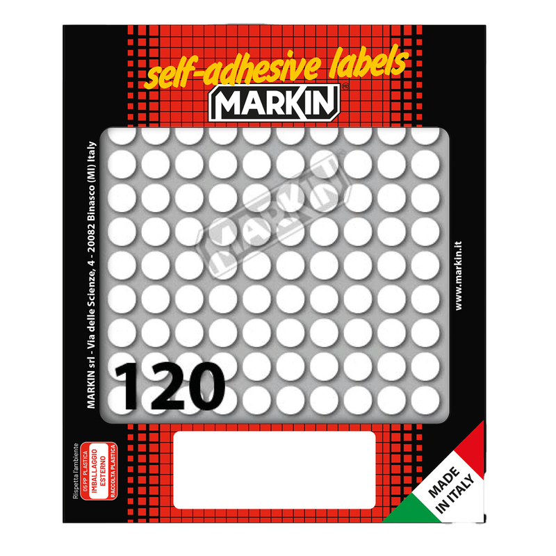 Etichetta adesiva bianca tonda Ã10mm (10fogli x 120etichette) Markin