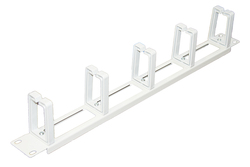 LISTELLO GUIDACAVI FORATO PER ARMADI 19" (1 UNITA') GRIGIO CHIARO CON 5 GANCI