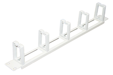LISTELLO GUIDACAVI FORATO PER ARMADI 19" (1 UNITA') GRIGIO CHIARO CON 5 GANCI