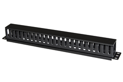 PANNELLO PASSACAVI 1 UNITA' A GABBIA PER RACK 19" CON COPERCHIO SCORREVOLE 25 SLOT COLORE NERO