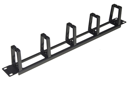 LISTELLO GUIDACAVI FORATO PER ARMADI 19" (1 UNITA') NERO CON 5 GANCI