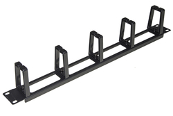LISTELLO GUIDACAVI FORATO PER ARMADI 19" (1 UNITA') NERO CON 5 GANCI