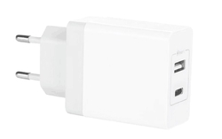 CARICABATTERIA 2 PORTE USB (1 TIPO A + 1 USB-C) DA PRESA MURO DC 5V 3.4A 17W