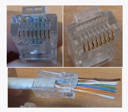 CONFEZIONE 100 CONNETTORI 8 POLI CAT 6 UTP NON SCHERMATO RJ45 CON FORI PER AGEVOLARE INSERIMENTO CAVI PER CAVO FLESSIBILE