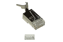 CONFEZIONE 10 PLUG SCHERMATI 8 POLI RJ45 PER CAVO FINO A 1,5 MM2 CAT 5E, 6, 6A E 7 CON INSERITORE PER CAVO SOLIDO O FLESSIBILE
