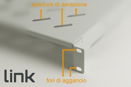 RIPIANO PER ARMADIO 19" 1 UNITA' PROFONDITA' 200 MM. (UNIVERSALE) 2 ATTACCHI (FRONTALI) COLORE GRIGIO
