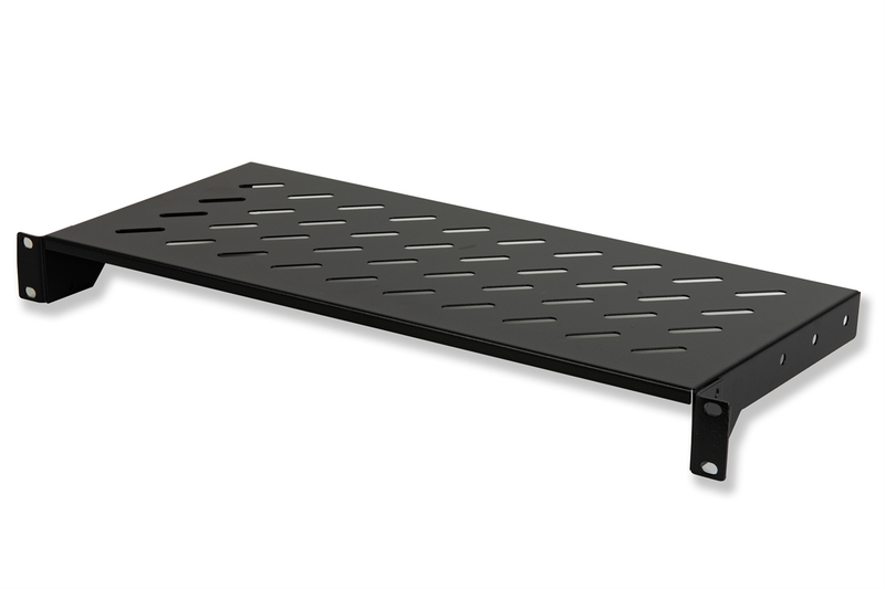 RIPIANO PER ARMADIO 19" 1 UNITA' PROFONDITA' 200 MM. (UNIVERSALE) 2 ATTACCHI (FRONTALI) COLORE NERO