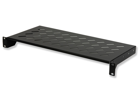 RIPIANO PER ARMADIO 19" 1 UNITA' PROFONDITA' 200 MM. (UNIVERSALE) 2 ATTACCHI (FRONTALI) COLORE NERO