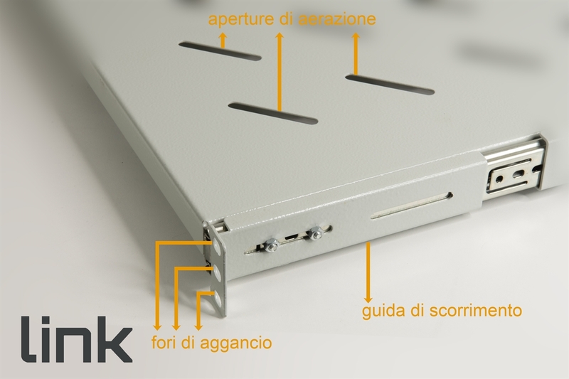 RIPIANO UNIVERSALE PER ARMADIO RACK19"  ESTRAIBILE SU BINARI TELESCOPICI 1 UNITA' GRIGIO 350MM.