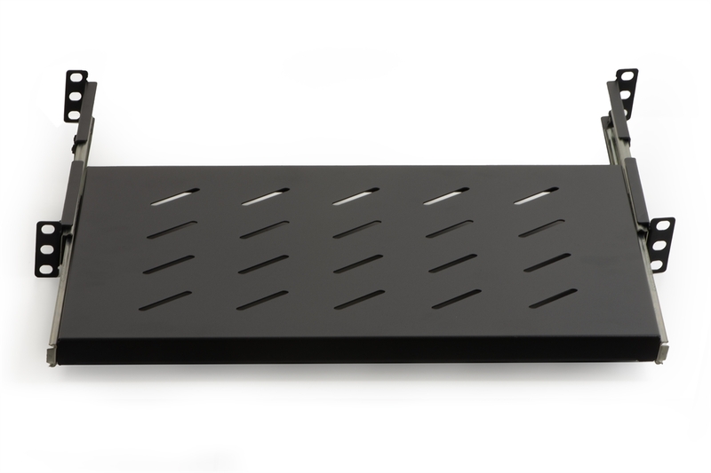 RIPIANO UNIVERSALE PER ARMADIO RACK 19" ESTRAIBILE SU BINARI TELESCOPICI 1 UNITA' NERO 350MM.