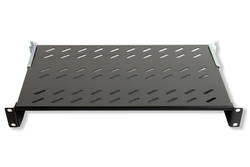 RIPIANO PER ARMADIO 19" 1 UNITA' PROFONDITA' 350 MM. (UNIVERSALE) 4 ATTACCHI (FRONTALE+POSTERIORE) COLORE NERO