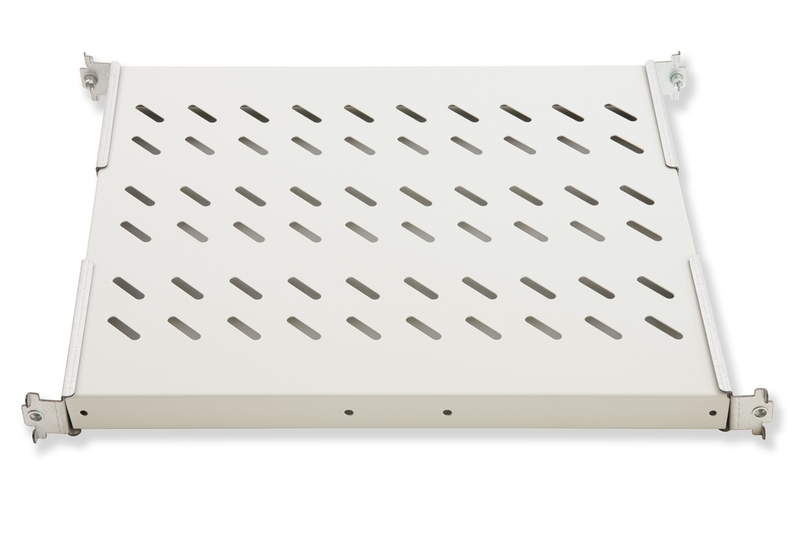 RIPIANO UNIVERSALE PER ARMADIO RACK 19" ALLUNGABILE 370-450 MM CON 4 AGGANCI GRIGIO