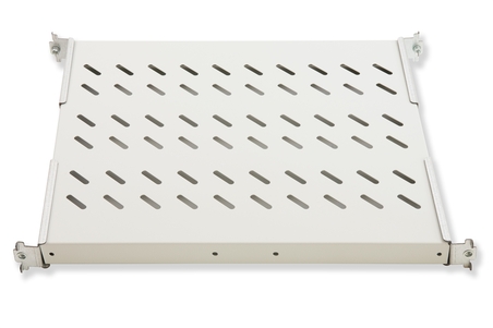 RIPIANO UNIVERSALE PER ARMADIO RACK 19" ALLUNGABILE 370-450 MM CON 4 AGGANCI GRIGIO