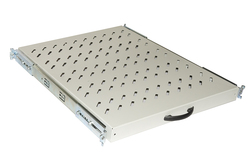 RIPIANO UNIVERSALE PER ARMADIO RACK 19" ESTRAIBILE SU BINARI TELESCOPICI 1 UNITA' GRIGIO 370 MM.