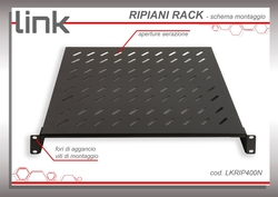 RIPIANO PER ARMADIO 19" 2 UNITA' PROFONDITA' 400 MM. (UNIVERSALE) COLORE NERO