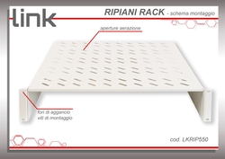 RIPIANO PER ARMADIO 19" 2 UNITA' PROFONDITA' 550 MM. (UNIVERSALE) 2 ATTACCHI (FRONTALI) COLORE GRIGIO