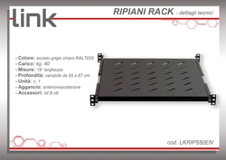 RIPIANO UNIVERSALE PER ARMADIO RACK 19" ESTRAIBILE SU BINARI TELESCOPICI 1 UNITA' NERO 550MM.