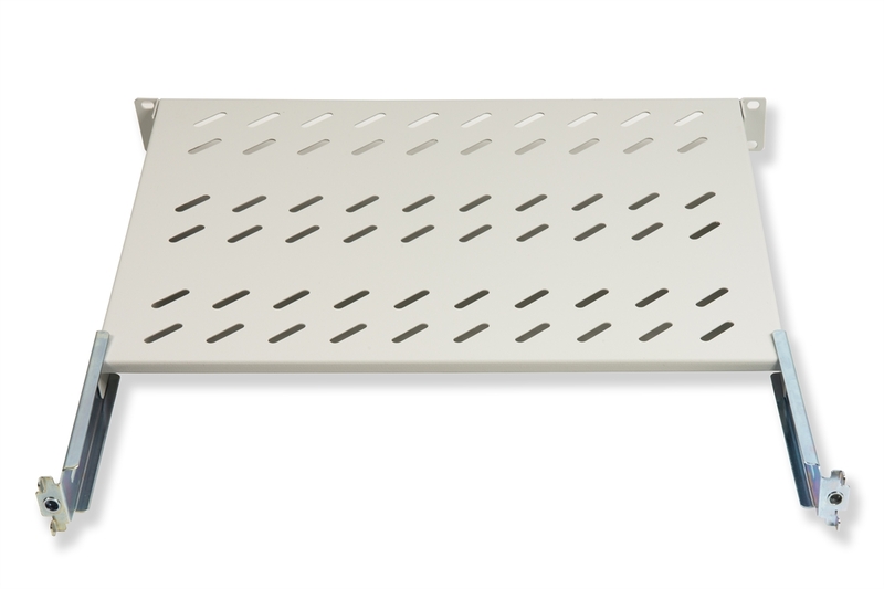 RIPIANO UNIVERSALE PER ARMADIO RACK 19" ALLUNGABILE 570 MM CON 4 AGGANCI GRIGIO