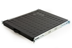 RIPIANO UNIVERSALE PER ARMADIO RACK 19" ESTRAIBILE SU BINARI TELESCOPICI 1 UNITA' NERO 570 MM.