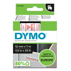 NASTRO DYMO TIPO D1 (12MMX7M) ROSSO/BIANCO 450150