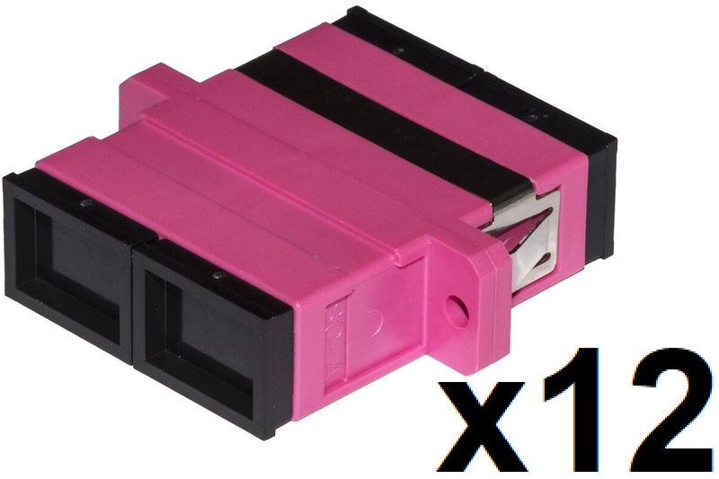 CONFEZIONE 12 ADATTATORI FIBRA OTTICA SC/SC MULTIMODE DUPLEX OM4