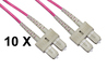 CONFEZIONE 10 CAVI FIBRA OTTICA SC A SC MULTIMODE DUPLEX OM4 GUAINA 2 MM 50/125 MT.1