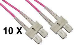 CONFEZIONE 10 CAVI FIBRA OTTICA SC A SC MULTIMODE DUPLEX OM4 GUAINA 2 MM 50/125 MT.2