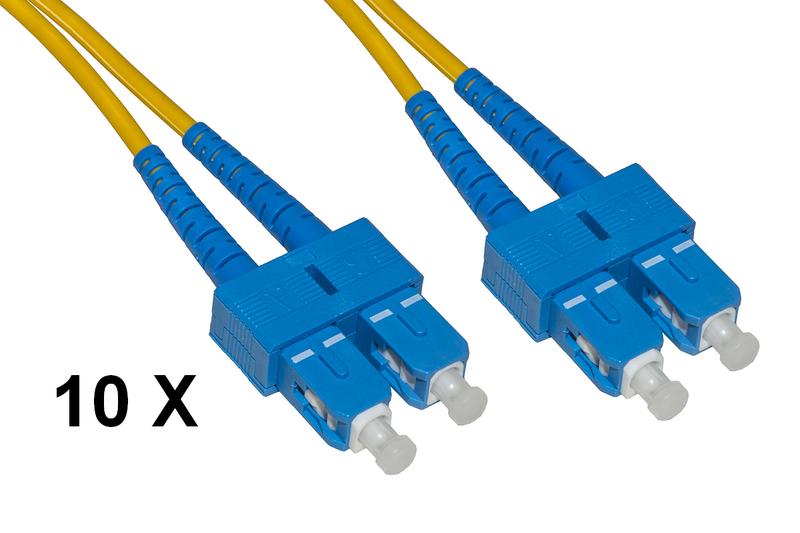 CONFEZIONE 10 CAVI FIBRA OTTICA SC A SC SINGLEMODE DUPLEX OS2 GUAINA 2 MM 9/125 MT.3