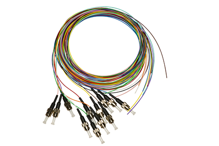 SET 12 CAVI PIGTAIL FIBRA OTTICA COLORATI CONNETTORI ST OM3 SIMPLEX 2 MT