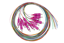 SET 12 CAVI PIGTAIL FIBRA OTTICA COLORATI CONNETTORI SC OM4 SIMPLEX 2 MT