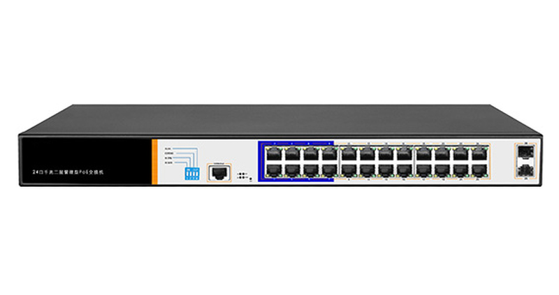 SWITCH DI RETE 24 PORTE GIGABIT POE 300 WATT + 2 PORTE SFP E UNA PORTA CONSOLE RJ45 LAYER 2