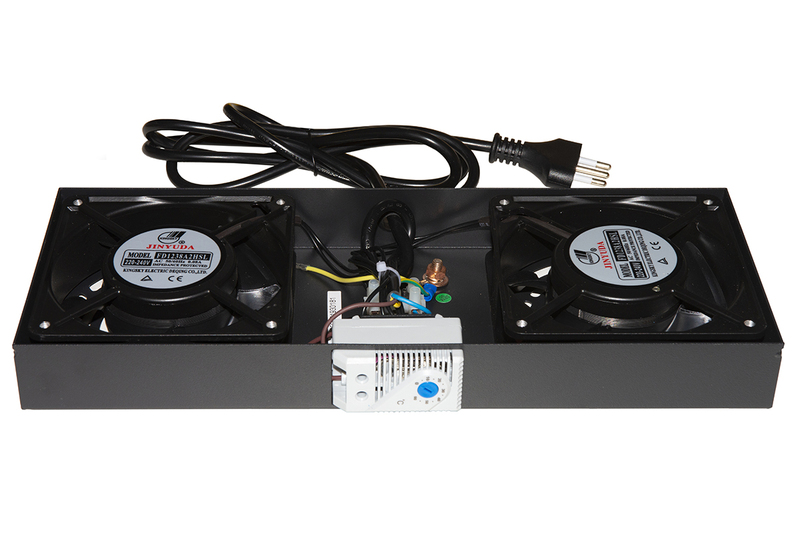 MODULO 2 VENTOLE CON TERMOSTATO PER ARMADI RACK A MURO LINK COLORE NERO