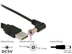 CAVO DI ALIMENTAZIONE USB DC 5,5 X 2,50MM 90° 1,5 MT