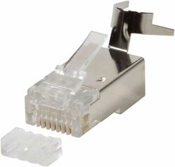 PLUG RJ45 SCHERMATO PER CAVO SOLIDO O FLESSIBILE CON INSERITORE Cat6A, Cat7, Cat7A, Cat.8.1 CONFEZIONE 10 PZ