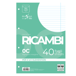 RICAMBI FORATI A4 1RIGO C/MARG. QUAXIMA 40FG 80GR PIGNA