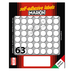 Etichetta adesiva bianca tonda Ã14mm (10fogli x 63etichette) Markin