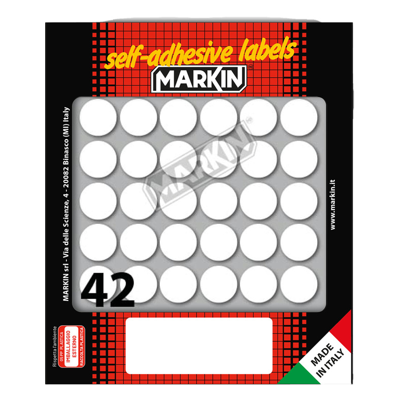 Etichetta adesiva bianca tonda Ã18mm (10fogli x 42etichette) Markin