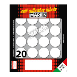 Etichetta adesiva bianca tonda Ã27mm (10fogli x 20etichette) Markin