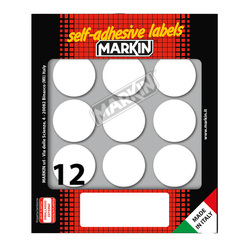 Etichetta adesiva bianca tonda Ã34mm (10fogli x 12etichette) Markin