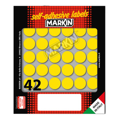 Etichetta adesiva giallo tonda Ã18mm (10fogli x 42etichette) Markin