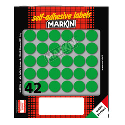 Etichetta adesiva verde tonda Ã18mm (10fogli x 42etichette) Markin