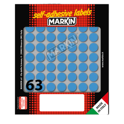 Etichetta adesiva blu tonda Ã14mm (10fogli x 63etichette) Markin