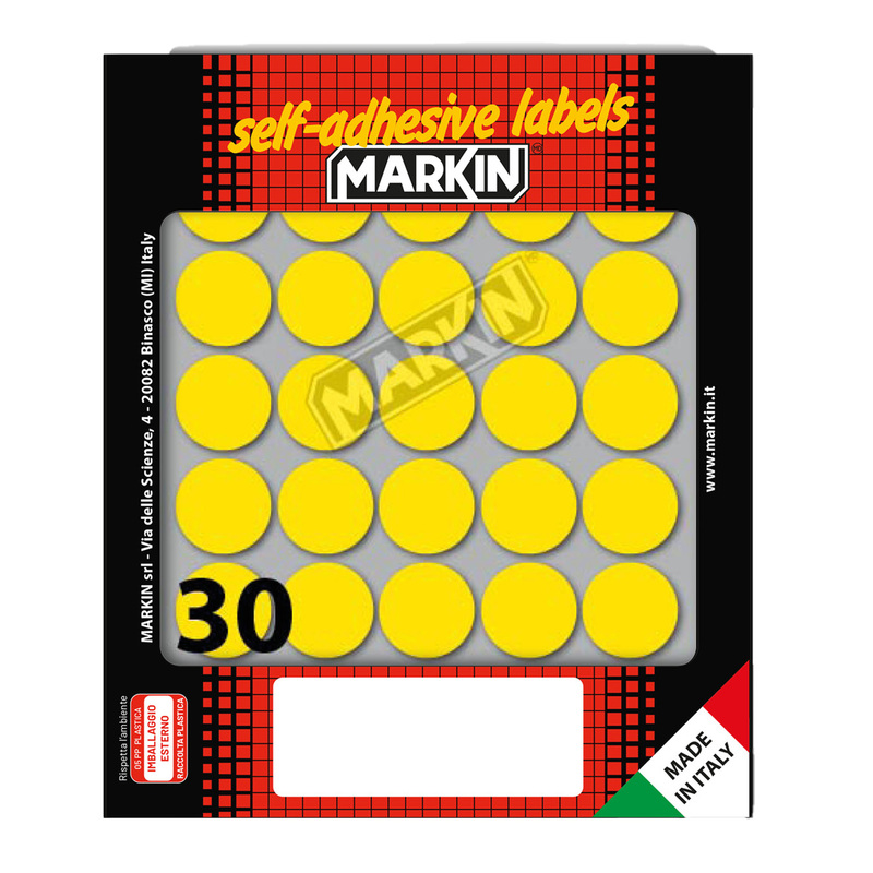 Etichetta adesiva giallo tonda Ã22mm (10fogli x 30etichette) Markin
